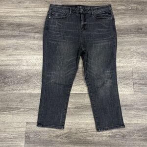 Judy Blue Charcoal Skinny Fit Capri Jeans  15/32 Distressed Denim High rise